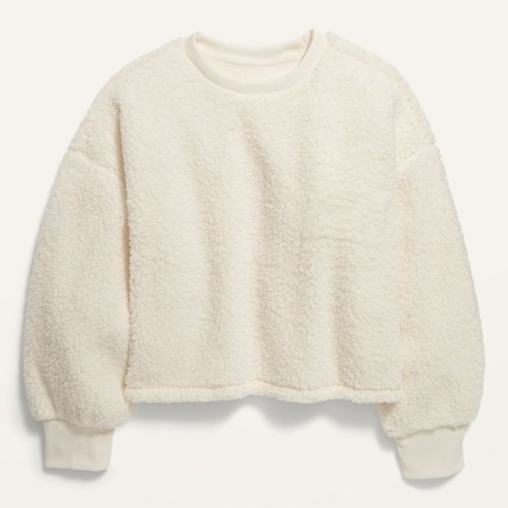 Old Navy Super Soft Sherpa Cropped Pullover (size 10)